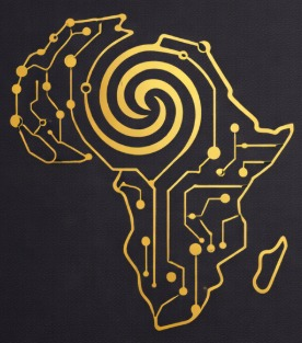 Gold African map with circuit board technology